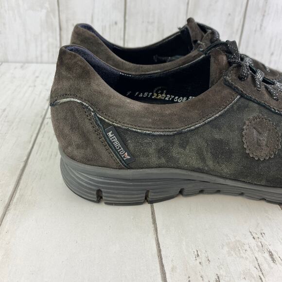 Mephisto Dark Brown Yael Leather Lace Up Fashion Sneaker Runoff Air-Jet Size 8 - Picture 3 of 14